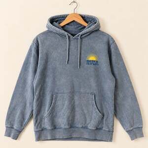 RVCA Balance of Opposites Hoodie XL | Faded Blue Gray Sun Graphic Pullover